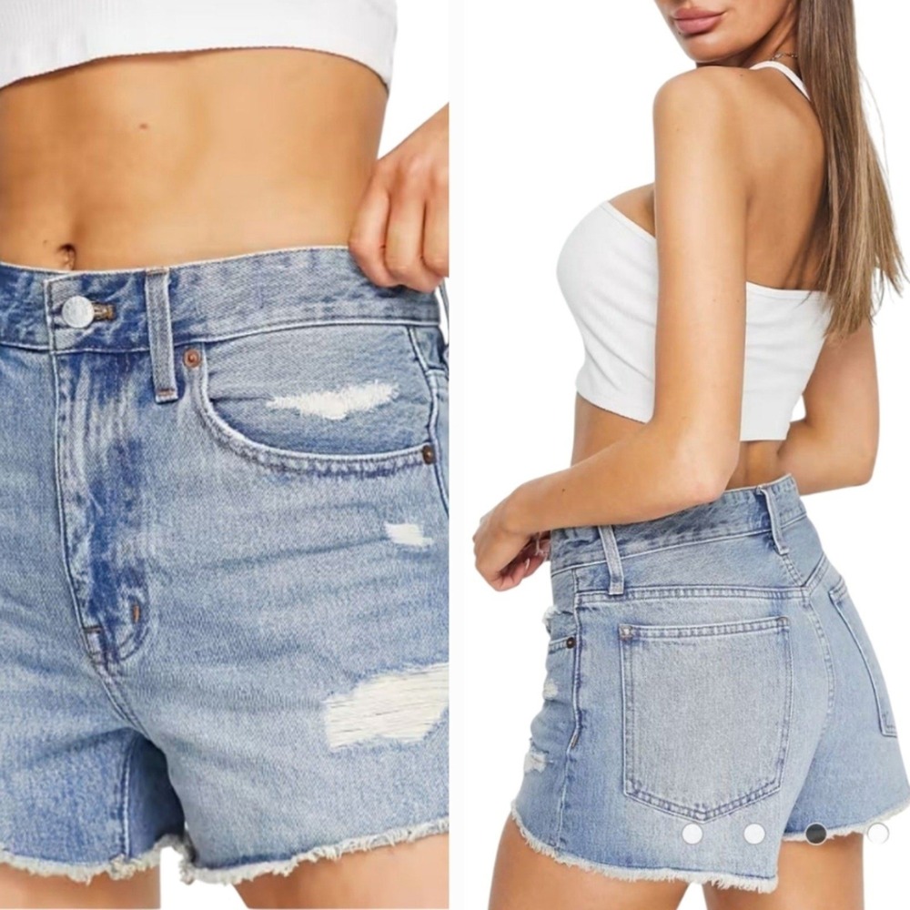 Madewell The Perfect High Rise Denim Jean Shorts Raw Hem Distressed 20 22 35 36